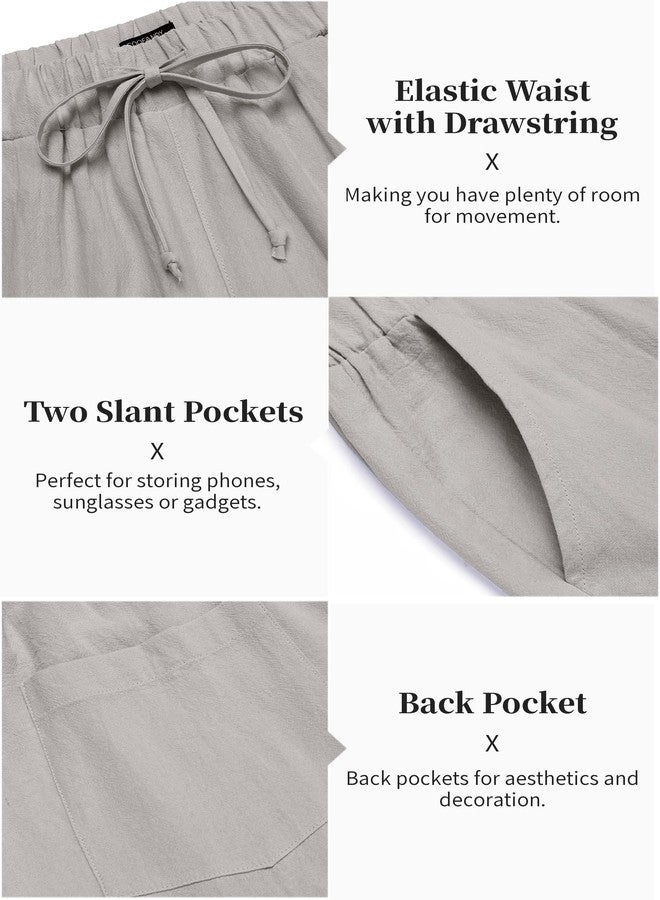COOFANDY Men's 2 Pieces Cotton Linen Set Long Sleeve Henley Shirts Casual Beach Pants With Pockets Summer Yoga Outfits - Image 5